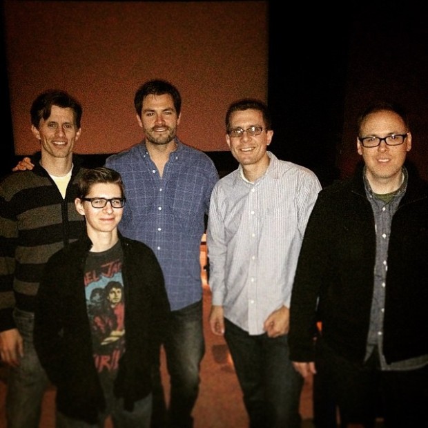 After the test screening. From L-R: 'Gallows' Writer-Directors Travis Cluff and Chris Lofing, Sound Designer Brandon Jones, Production Associate Nate Healy, and me.